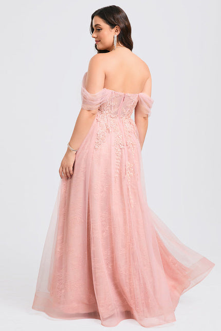 Robe Dentelle Tulle Rose - gallery 7