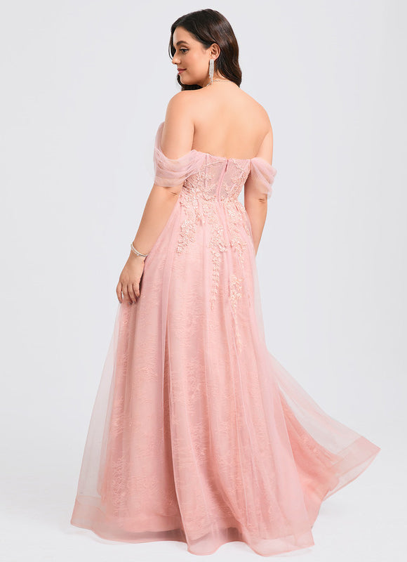Robe Dentelle Tulle Rose - gallery 7