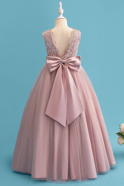 Robe Dentelle Fille Rose Élégante - gallery 6