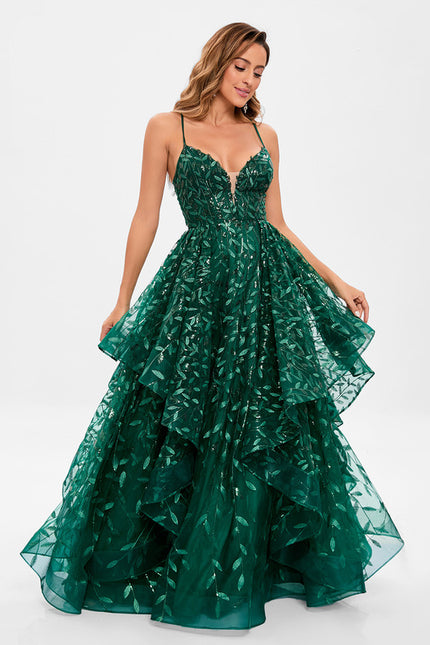 Robe Dentelle Émeraude Festonnée - gallery 4