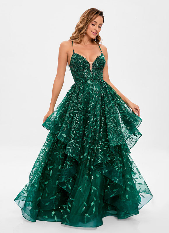 Robe Dentelle Émeraude Festonnée - gallery 4