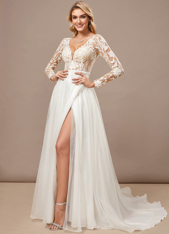 Robe De Mariee Organza Dentelle