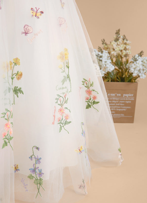 Robe Dentelle Tulle Marine Fleurie - gallery 8