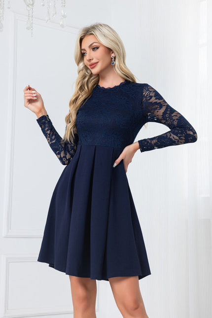 Robe En Dentelle Bleu Marine - gallery 3