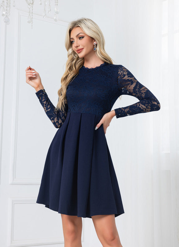 Robe En Dentelle Bleu Marine - gallery 3