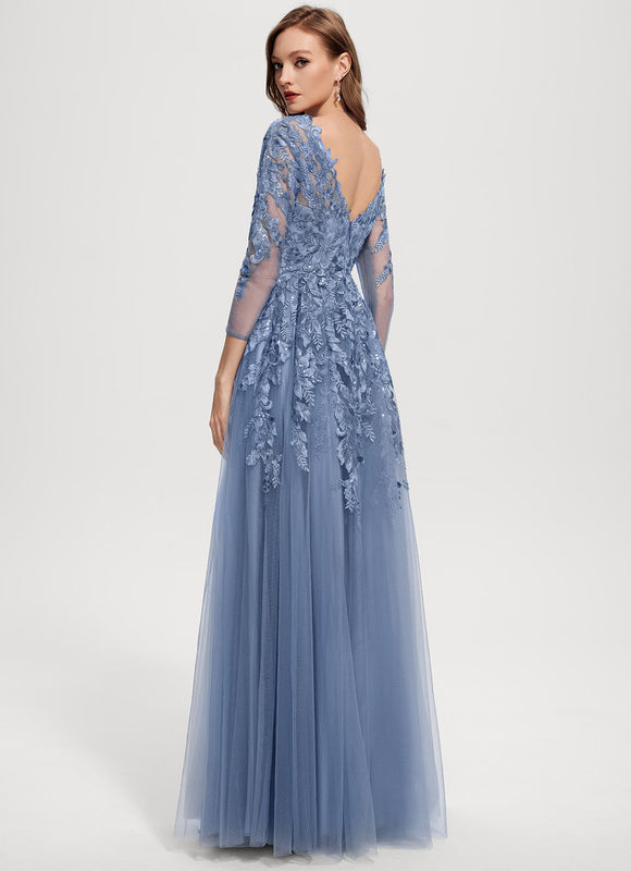 Robe Dentelle Grise Élégante - gallery 5