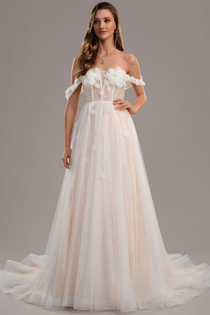 Robe Dentelle Nuptiale Florale Satinée - gallery 1