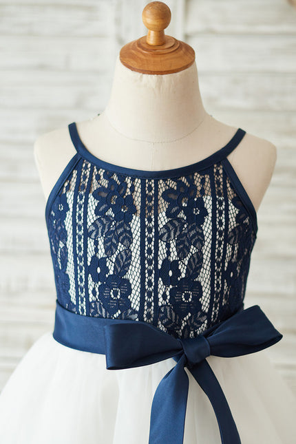 Robe Dentelle Enfant Marine - gallery 4