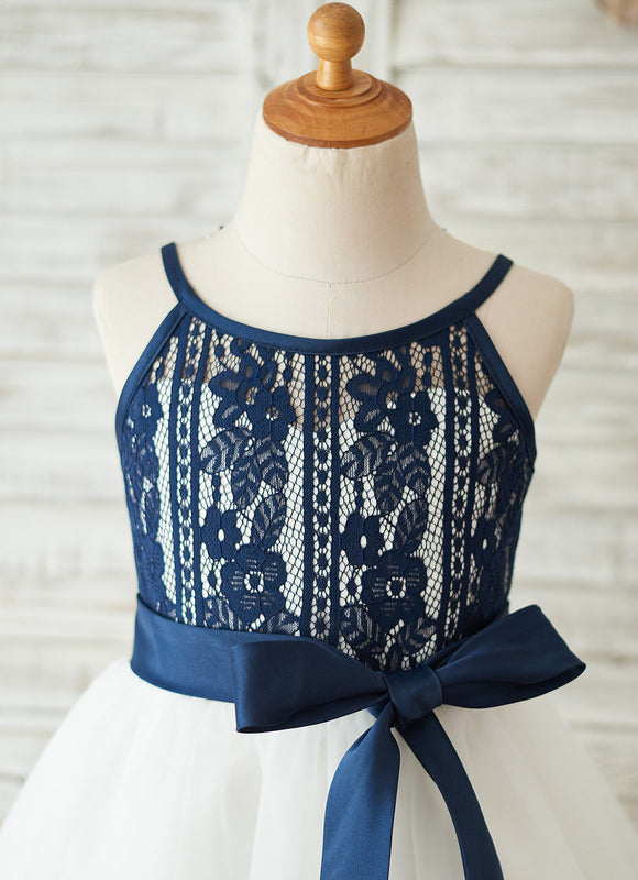 Robe Dentelle Enfant Marine - gallery 4