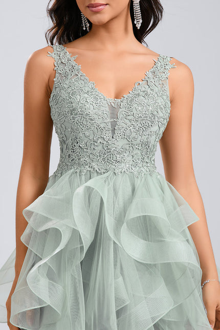 Robe Dentelle Tulle Vert Émeraude - gallery 7