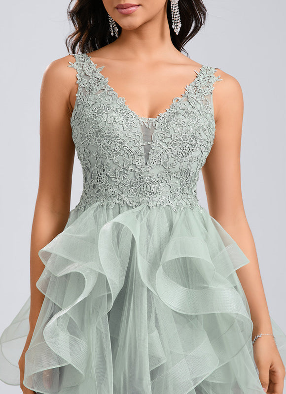 Robe Dentelle Tulle Vert Émeraude - gallery 7