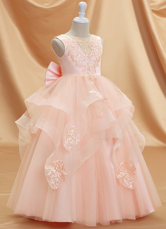 Robe Dentelle Tulle Saumon - gallery 4