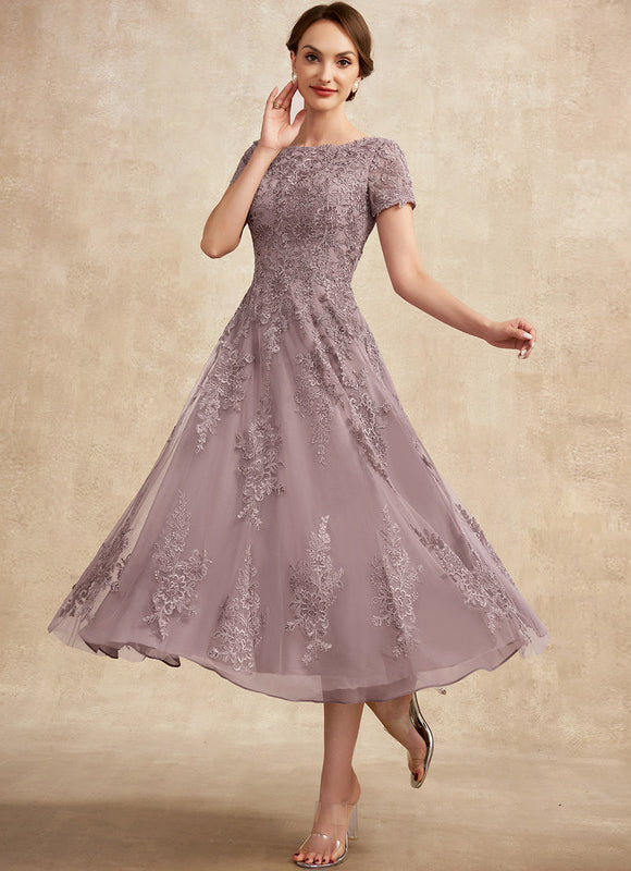 Robe Dentelle Mauve Ornée - gallery 2