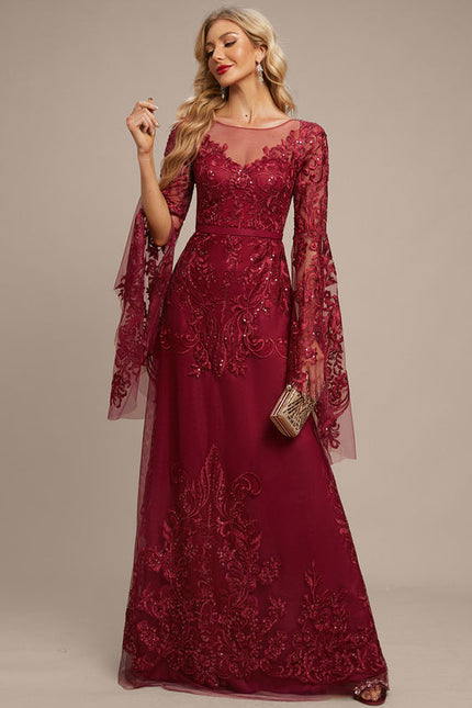 Robe Longue Dentelle Bordeaux - gallery 2