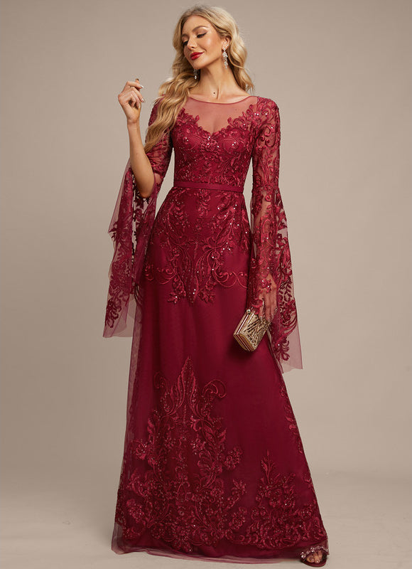 Robe Longue Dentelle Bordeaux - gallery 2