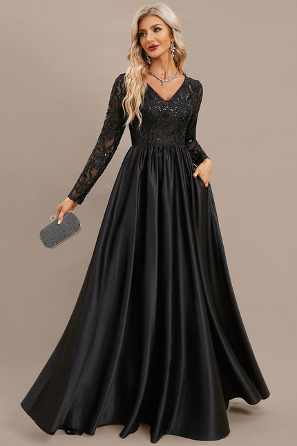 Robe Dentelle Noire Satinée - gallery 5