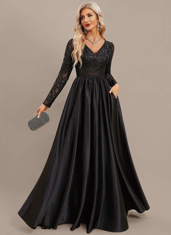 Robe Dentelle Noire Satinée - gallery 5