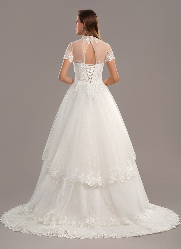 Robe Mariee Col Montant Dentelle - gallery 5