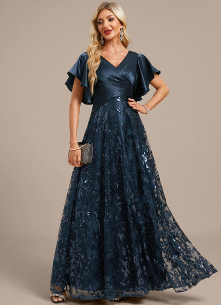 Robe Dentelle Soirée Fluide Satinée