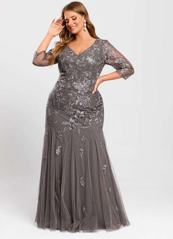 Robe Dentelle Argentée Élégante - gallery 7