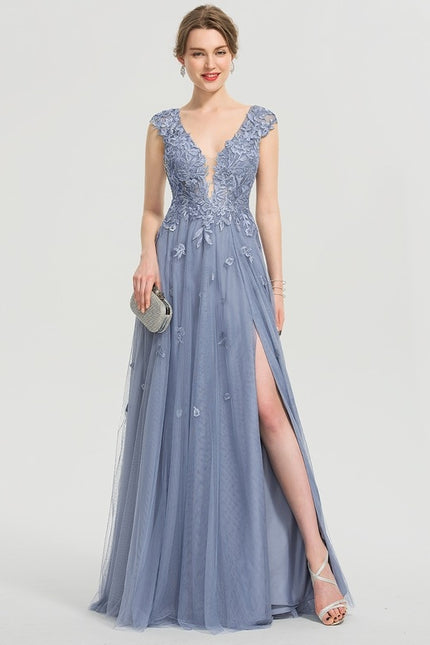 Robe Dentelle Grise Élégante - gallery 2