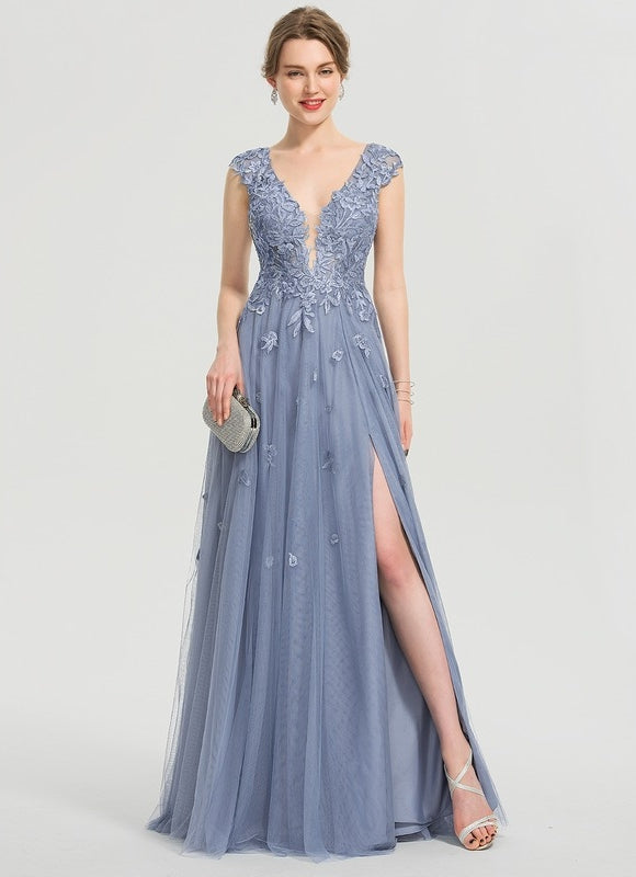 Robe Dentelle Grise Élégante - gallery 2