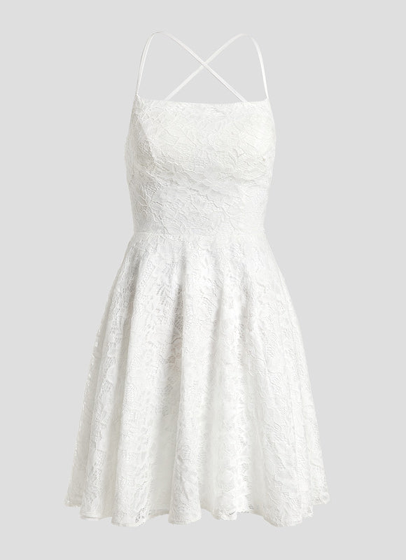 Robe Dentelle Courte En Dentelle - gallery 8