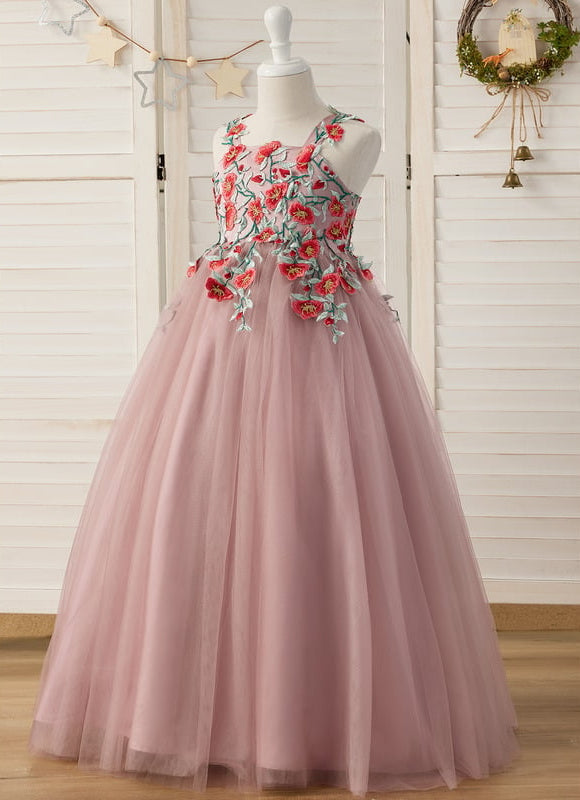 Robe Dentelle Tulle Rose Fleuri - gallery 5