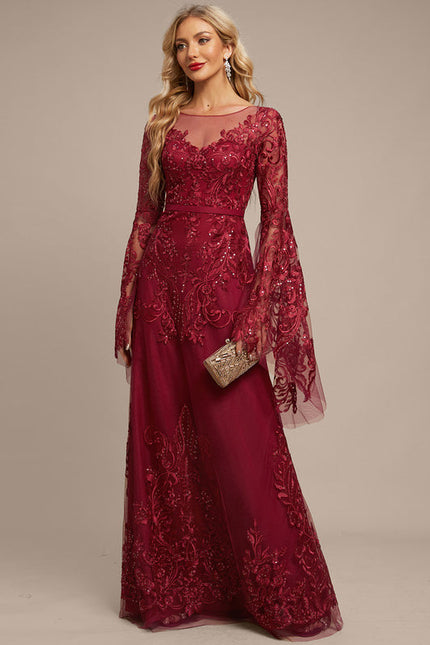 Robe Longue Dentelle Bordeaux