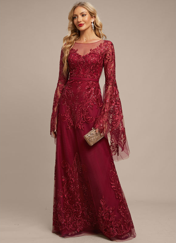 Robe Longue Dentelle Bordeaux