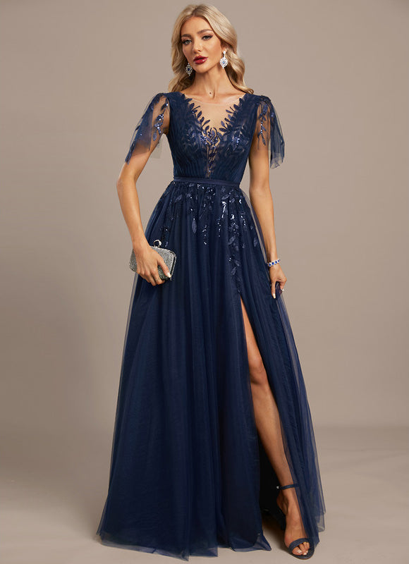 Robe Longue Dentelle Bordeaux - gallery 3