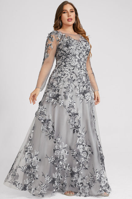 Robe Dentelle Florale Grise - gallery 9