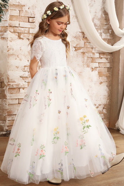 Robe Dentelle Tulle Marine Fleurie - gallery 9