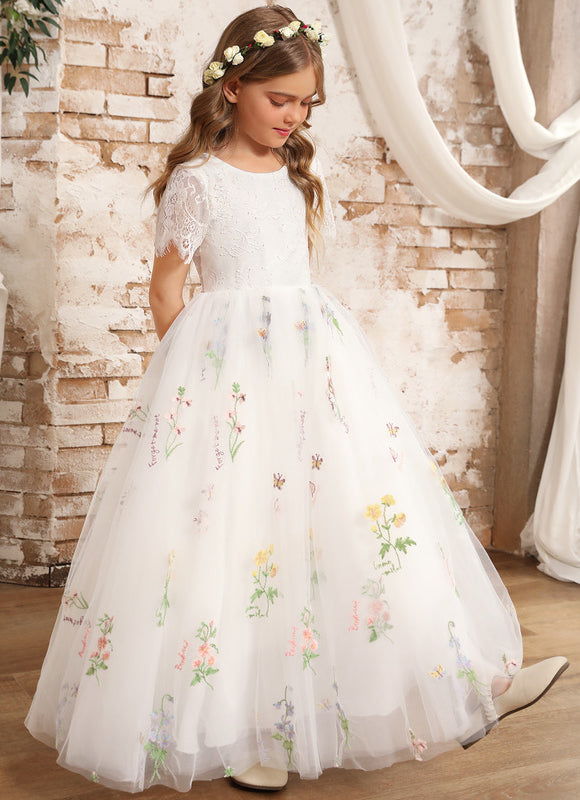 Robe Dentelle Tulle Marine Fleurie - gallery 9