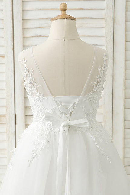 Robe Dentelle Tulle Marine Fleurie - gallery 8