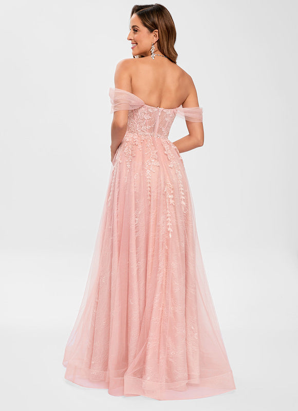 Robe Dentelle Tulle Rose - gallery 5