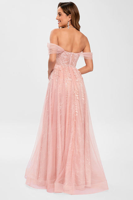 Robe Dentelle Tulle Rose - gallery 5