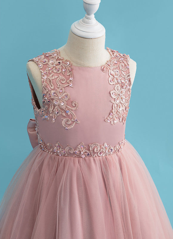 Robe Dentelle Fille Rose Élégante - gallery 8