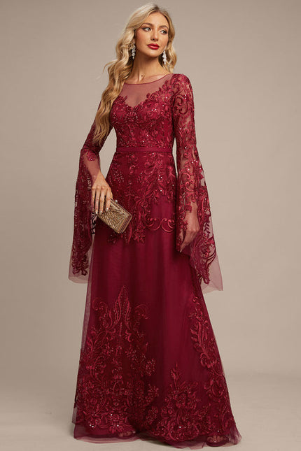 Robe Longue Dentelle Bordeaux - gallery 4