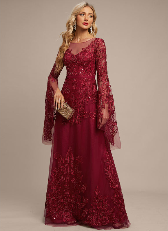 Robe Longue Dentelle Bordeaux - gallery 4