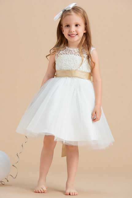 Robe Dentelle Enfant Écrue Satinée - gallery 4