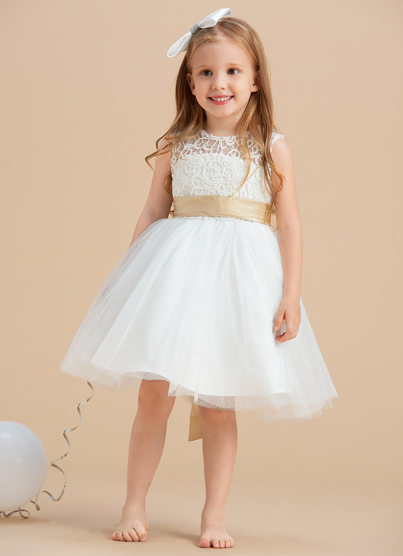 Robe Dentelle Enfant Écrue Satinée - gallery 4