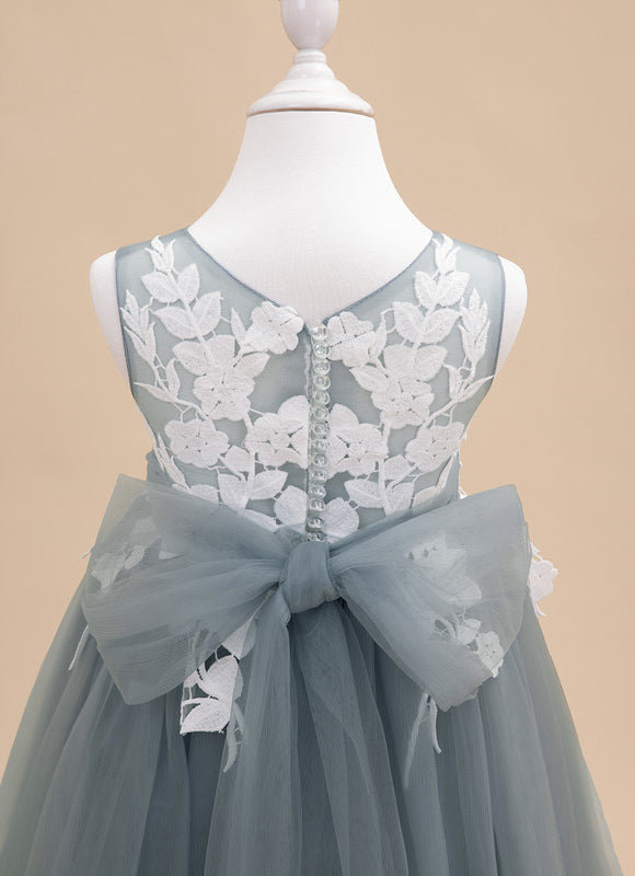Robe Dentelle Tulle Grise Délicate - gallery 8