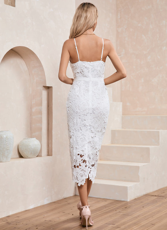 Robe Fourreau Dentelle Blanche - gallery 3