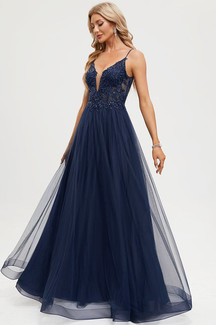 Robe Dentelle Tulle Marine - gallery 2