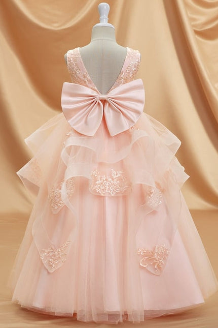 Robe Dentelle Tulle Saumon - gallery 3