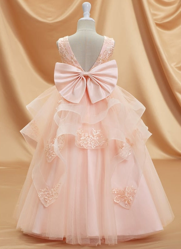 Robe Dentelle Tulle Saumon - gallery 3