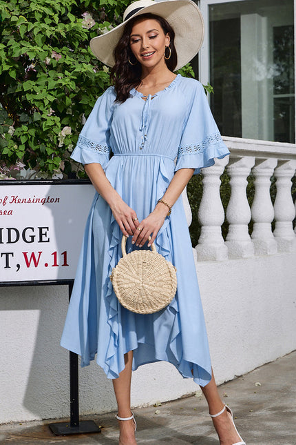Robe Dentelle Bleue Fluide