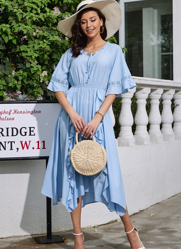 Robe Dentelle Bleue Fluide