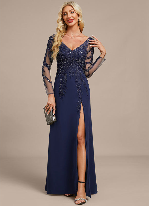 Robe Longue Fendue Dentelle - gallery 2